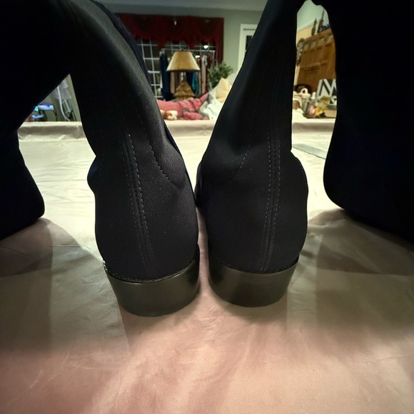 NWOT Stuart Weitzman Navy Blue Suede/Black Over-the-Knee 5050 Boots Size 6 $895 - Picture 5 of 12